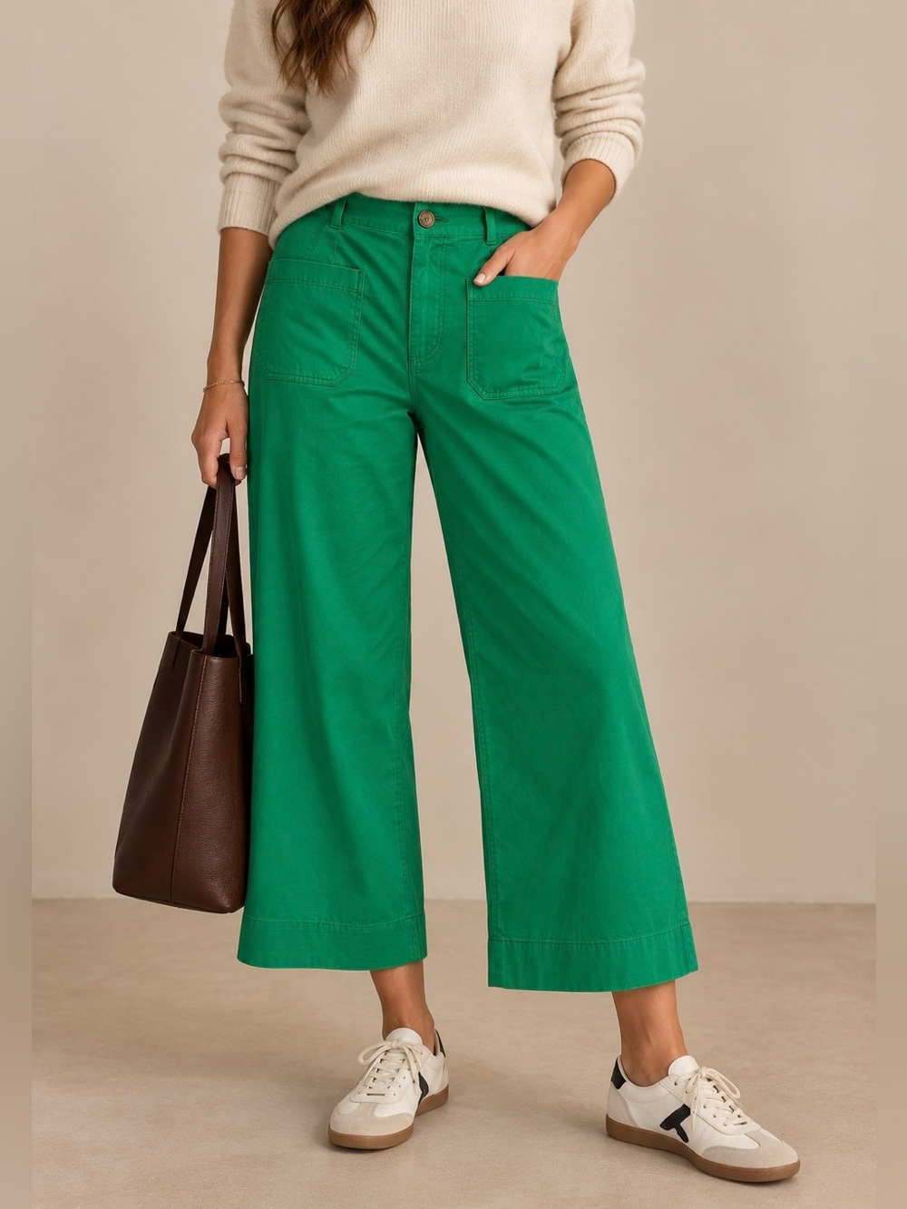 Anthropologie Maeve Colette Linen Wide Leg Cropped Pants - Size 31P